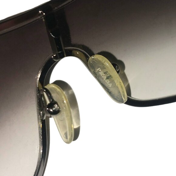 (SOLD) Prada Black Silver Shield Tinted Sunglasses Unisex SPS 52E 5AV-5D1 125 - Picture 16 of 16